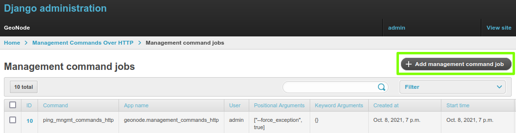 Button: Add management command job.