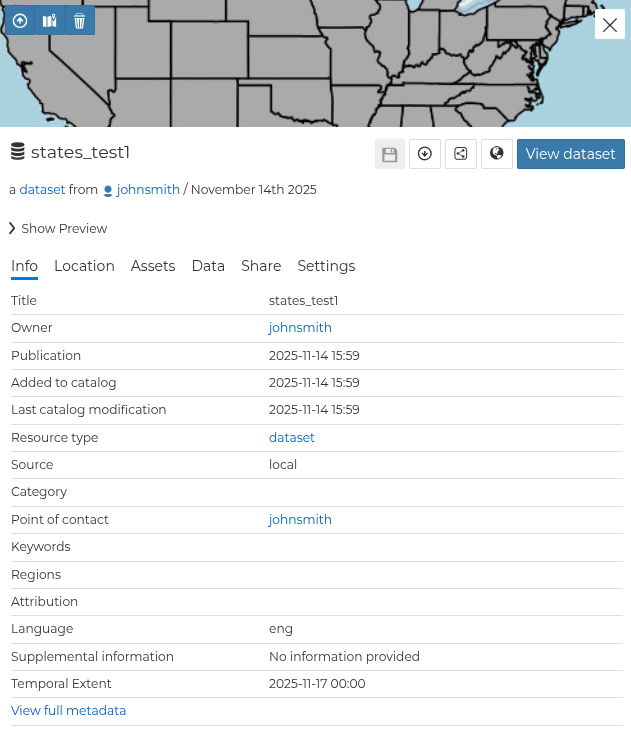 Dataset Information — GeoNode master documentation